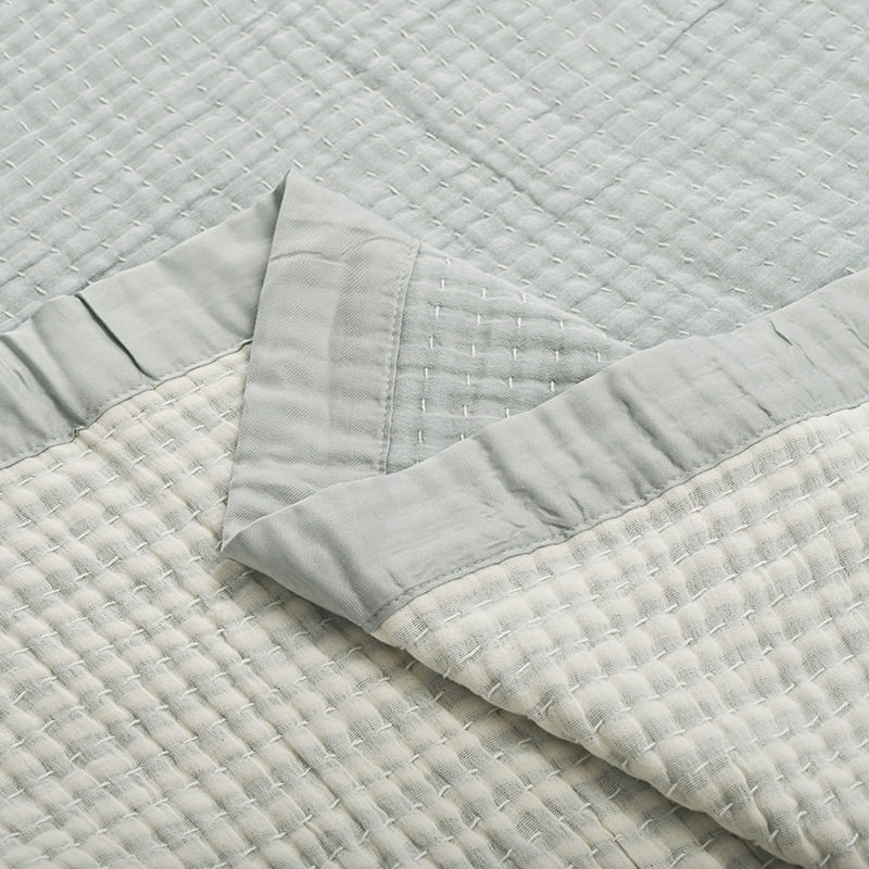 Cross-Border Cotton Gauze Blanket for Bed with Imitation Handmade Quilting Process Winter Thickened Office Nap Blanket Wholesale