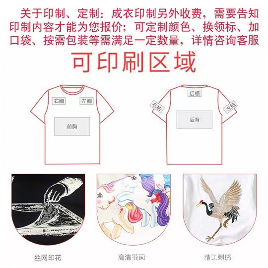 180g Combed Cotton Shoulder T-Shirt Crewneck Advertising Shirt Summer Short Sleeve Class Wear T-Shirt Work Clothes Printing Embroidery