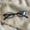 Retro Red Small Frame Shown Face Small Oval Glasses Frame Student Plain Plain Mirror Concave Shape Fashion Nerd Style