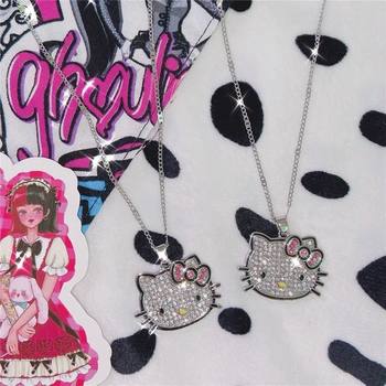 Hellokitty Diamond Hello Kitty Pendant Necklace Millennium Style Sweet Cool Spice Girl y2k Clavicle Chain Girlfriend Gift