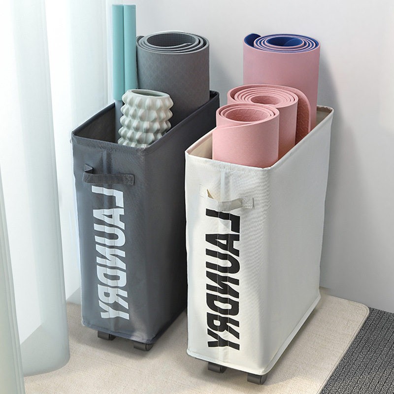 Yoga Mat Storage Household Wheeled Dirty Clothes Storage Sandwich Storage Cabinet Dirty Clothes Basket Toy Oxford Cloth Storage Box