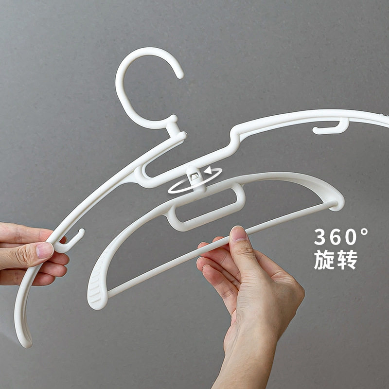 Set with Plastic Double-Layer Clothes Hanger, Traceless Household Clothes Drying Storage Bag, Anti-Shoulder Corner Sliding Hanging Clothes Drying Support