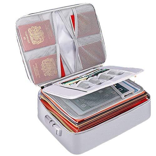 Document Cosmetics Bag Household Multi-Layer Large-Capacity Multi-Function Box Certificate Document Fireproof Passport Cosmetics Bag