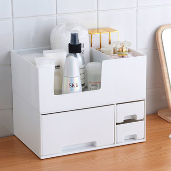 Stacked combined desktop cosmetics storage box with drawer desk sundries sorting box bedroom stationery classification