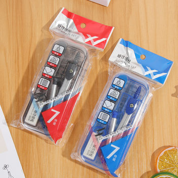 Back-To-School Season Office Stationery Ruler Set Student Exam Drawing 7-Piece Set Compass Set Ruler Protractor Wholesale