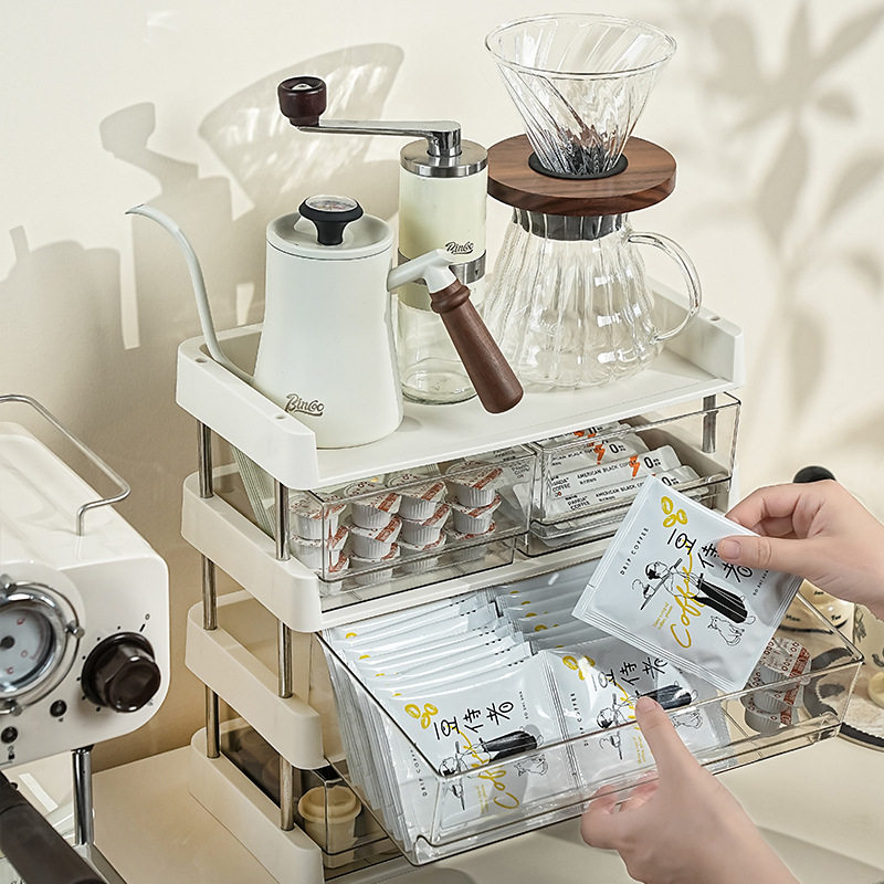 Tea Bag Storage Box Tea Room Coffee Capsule Snack Tea Finishing Office Bar Desktop Multi-Layer Storage Rack