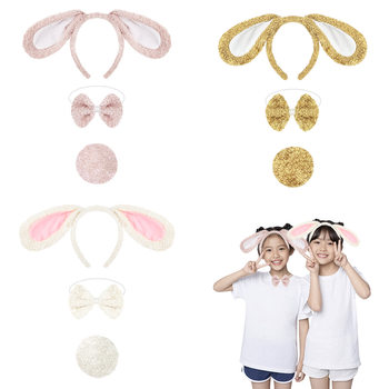 New Supply Easter Animal Hair Hoops Teddy Dog Plush Children Chestnut Rabbit Prom Dress Up Cute Headwear