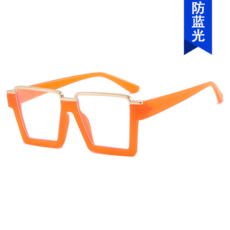 Trendy Square Non-Prescription Glasses with Blue Light Protection, Popular on Instagram, Hip-Hop Style Large Frame Glasses, Cross-Border Fashion Eyeglass Frames
