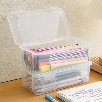 Transparent Storage Box Stationery Storage Box Large Capacity Transparent Pencil Storage Pen Case Colored Lead Crayon Sketch Pencil Bag