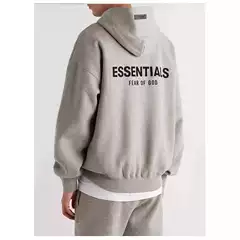Women's ESSENTIALS Back Letter Flocking Hooded Sweater for Men and Women Couple's fleece-lined Hoodie