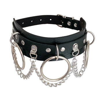 Can be equipped with traction rope maid necklace punk Harajuku soft girl chain neckband sexy rivet necklace PU leather collar women