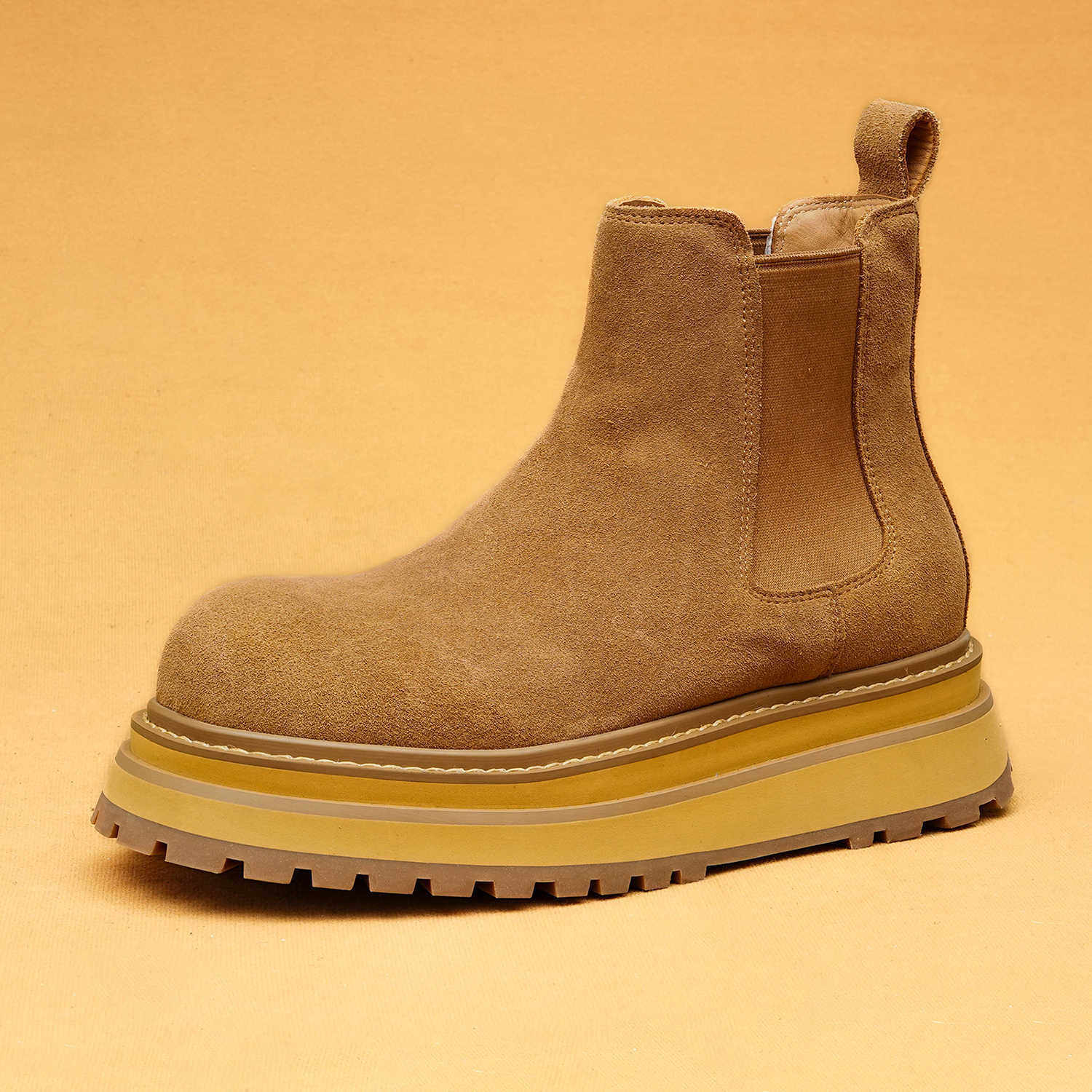 Giày Chelsea Nam Đế Cao Khoảng 5cm Da Mờ Phong Cách Anh Quốc Màu Đen, Nâu