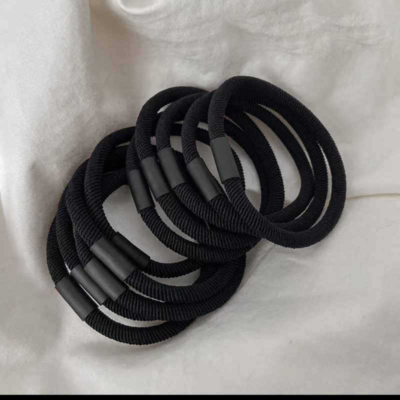 New South Korea black foundation hair band ball hair rope high elastic durable rubber band girl cute leather case