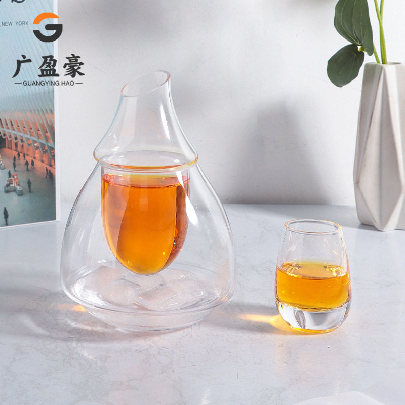 Japanese-Style Transparent Angled Ice Wine Decanter Crystal Glass Wine Decanter White Wine Cup Sake Decanter Sake Cup Gift Box Set