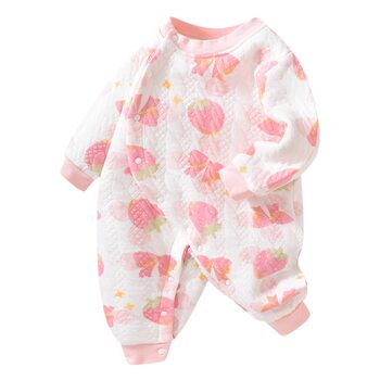 Baby quilted jumpsuit baby spring and autumn romper men and women infant jumpsuit cotton clothes one-piece delivery