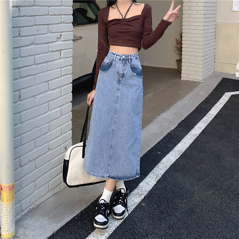 High Waisted Vintage Split Denim Midi Skirt for Women A Line Bodycon Spring Collection Wholesale Available