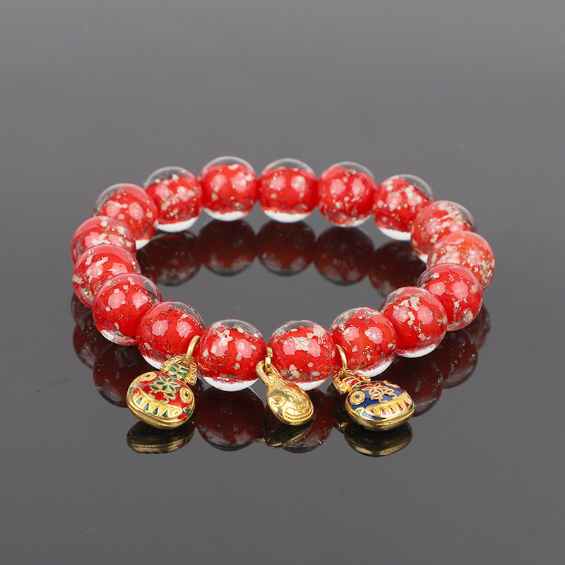 Scenic spot same style little red book luminous fragrant gray colored glaze bracelet colorful multi-treasure golden beast men's and women's fashion bracelet