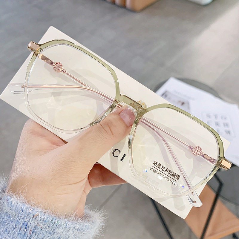 TR90 Glasses Frame Fashionable Plain Glasses Frame Korean Style Flat Glasses Retro Instagram Anti-Blue Glasses Women's 2170 Glasses