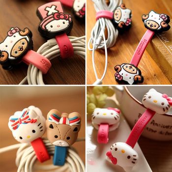 Cartoon Silicone Headset Winder Hub Data Cable Organizer Girl Mini Tape Tape Rewinder Cable Tie