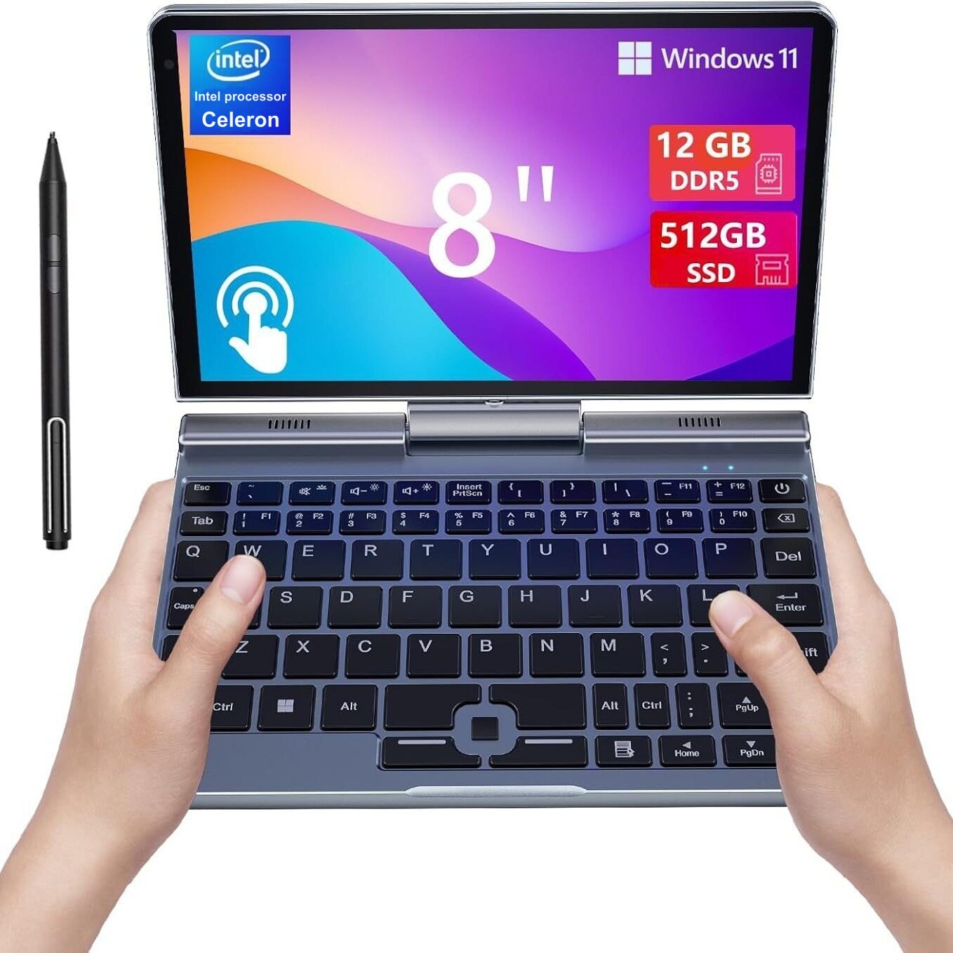 Мини-8-дюймовый ноутбук Celeron N95 легкий и компактный pocket book офисная бизнес-игра онлайн-класс обучения Изображение 1