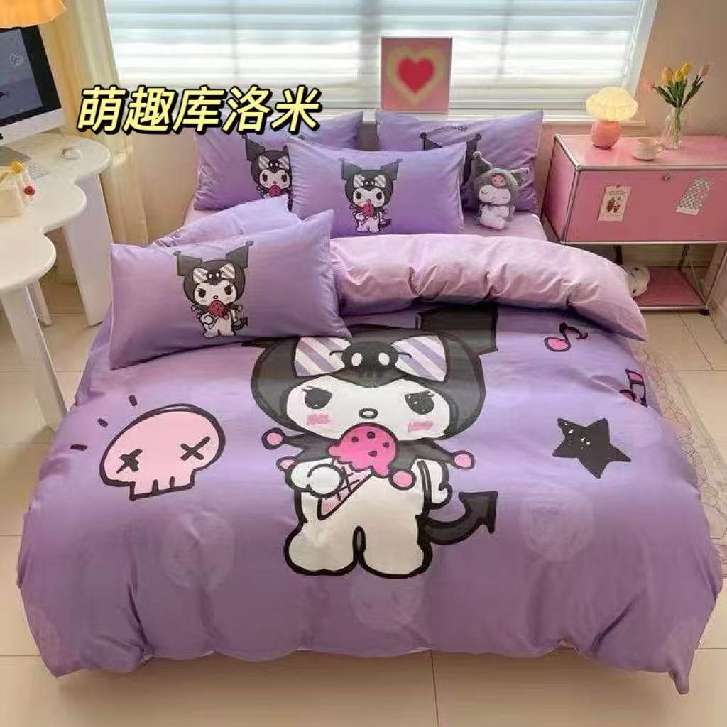 Cross-Border Cartoon Washed Cotton Four-Piece Set Sanrio Snoopy Four-Piece Bed Bag Set Standard Plus Size