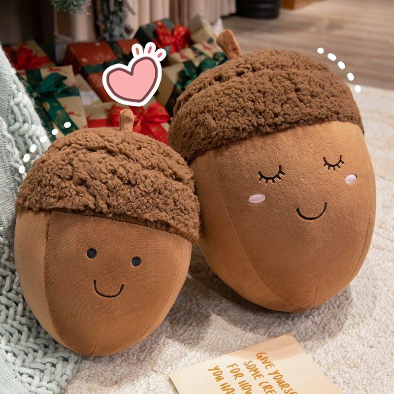Simulated Pine Cone Hazelnut Chestnut Doll Plush Toy Pine Cone Nut Chestnut Family Doll Decorative Ornaments Gift