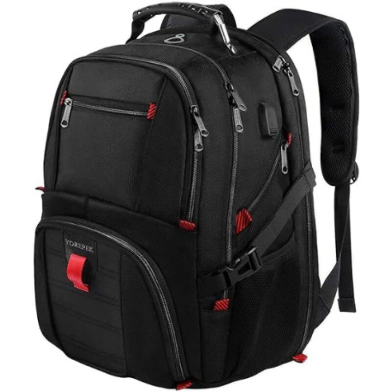 Balo Đựng Laptop Đa Năng Dung Tích Lớn Chống Nước Có Cổng USB Màu Đen, Đỏ