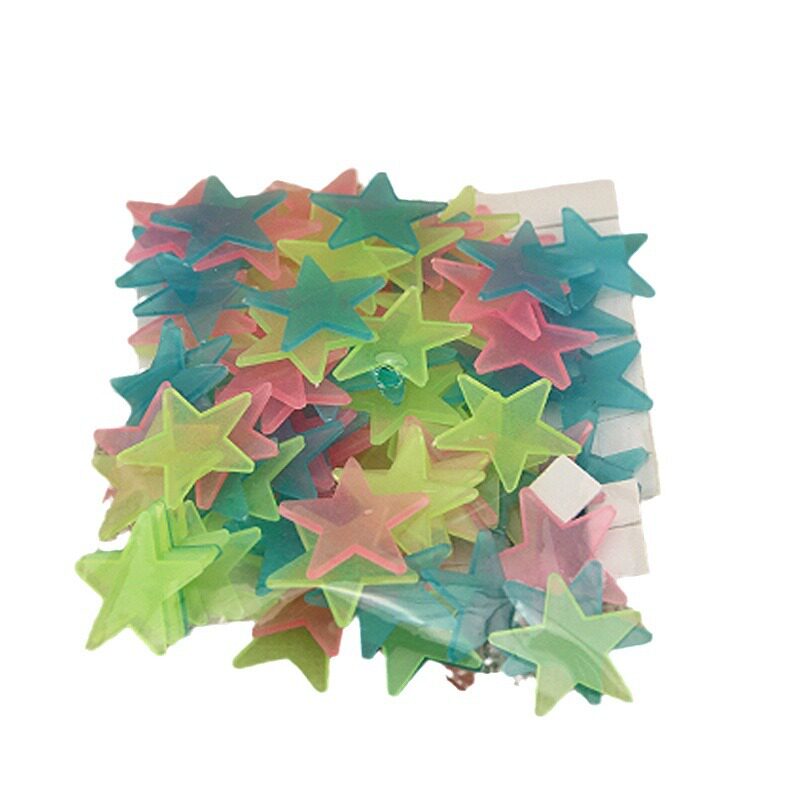 2-3cm夜光星星墙贴装饰荧光五角星跨境彩色发光门窗贴立体冰箱贴