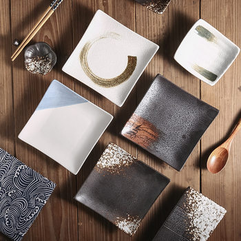 Cross-border Japanese Square Sushi Dish One-person Dish Commercial Western Dessert Dish Cantonese Refreshment Dish Dish