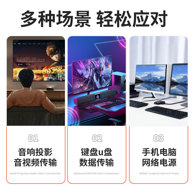 Video Display Hd HDMI to 3Rca Cable Conversion HDMI to Av Cable V to Three-Color Difference Cable Audio Cable