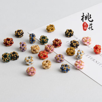 Pure hand-woven peach blossom knot coil gold jade line dimple knot bracelet rope necklace rope bracelet bead accessories accessories