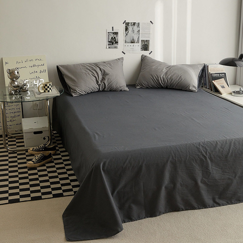 Ins style solid color four-piece set of water-washed cotton quilt cover sheets skin-friendly sanding student dormitory three-piece set of bedding wholesale