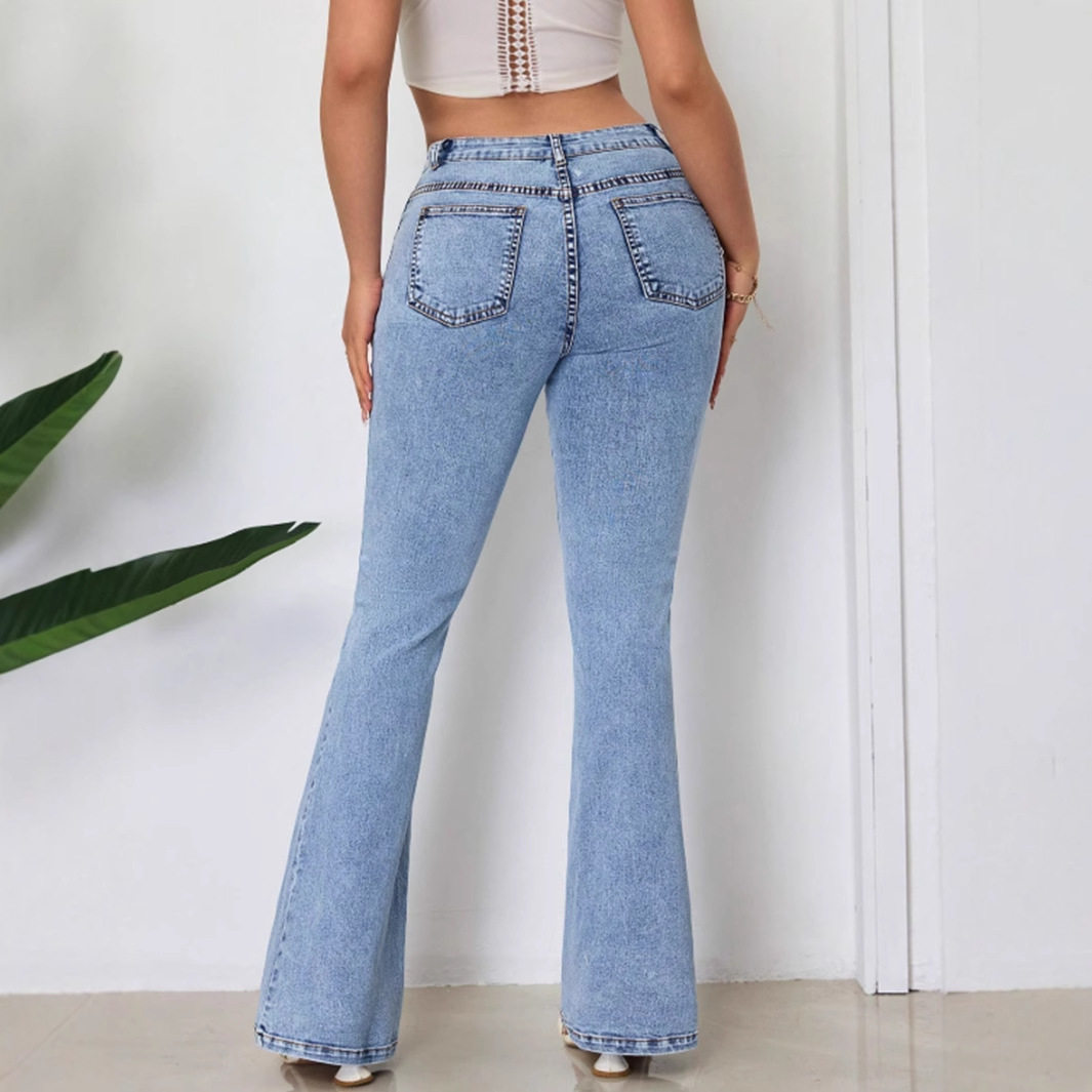 High Waisted Flared Jeans Embroidered Vintage Style Trendy Design Casual Wear for Women Ready to Ship