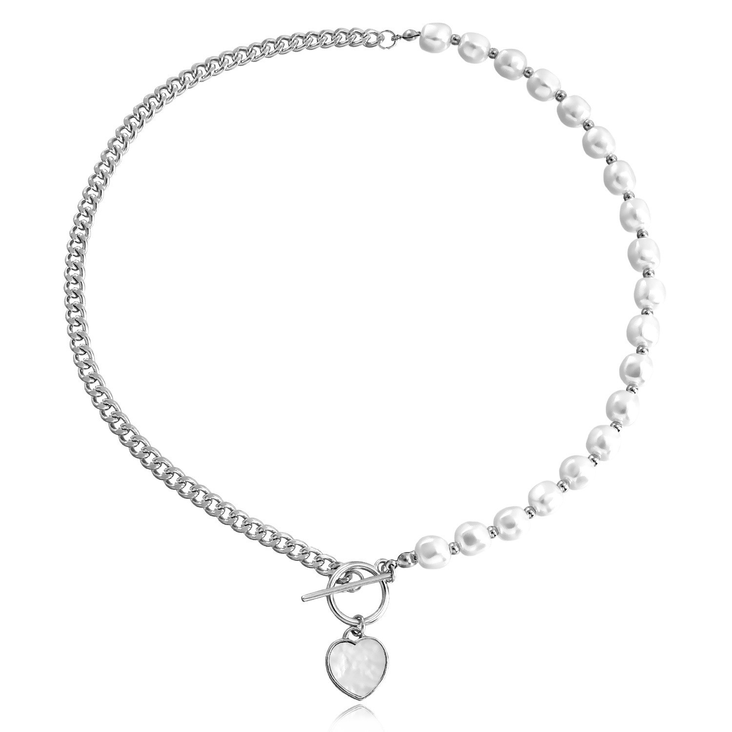 欧美跨境饰品 朋克锁骨链小众设计贝母项链女 潮流合金毛衣链项饰