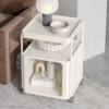 Simple Modern Movable Iron Bedside Table with Wheels Bedside Storage Rack Bedroom Bedside Cabinet Side Cabinet Small Side Table