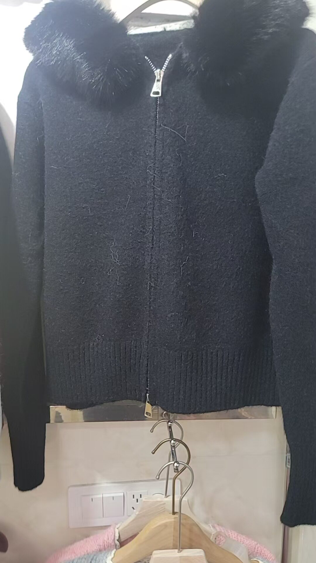 Cross-Border Autumn and Winter New Thickened Hooded Large Fur Collar Knitwear Tops and Jackets for Women Hooded Fashionable Versatile Jackets