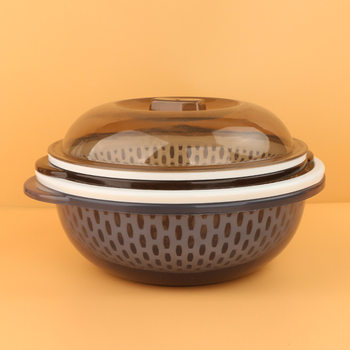 Creative household kitchen multi-purpose draining basket double-layer fruit and vegetable washing basin round fruit basket plastic vegetable washing basket wholesale