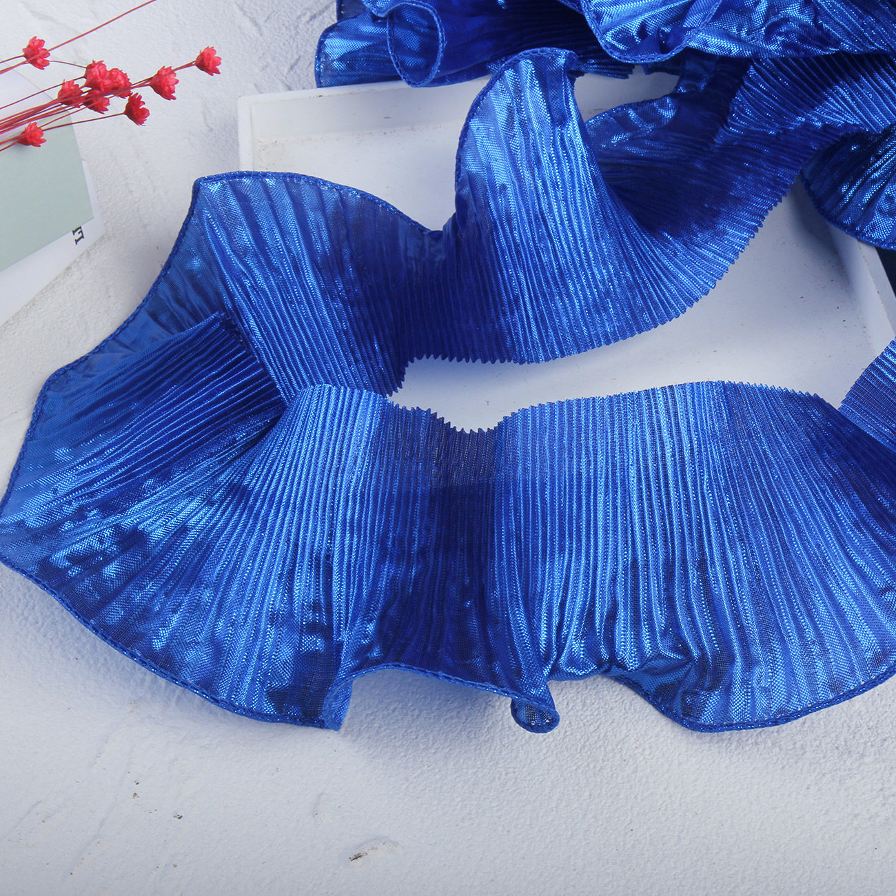 In stock 9.5 Metal organza gradient pleated three-dimensional clothing skirt accessories lotus leaf lace