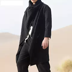 2026 Fall New Cross-border Temu Men's Designer Trench Coat Long Cloak Open Front Long Sleeve Jacket Trendy