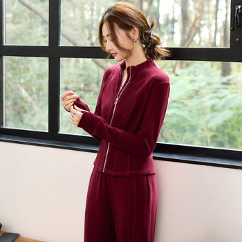 Trendy Fashion Women's Two-Piece Set 2025 Autumn New Deconstructed Slimming Jacket Wide-Leg Pants Sports Complete Set