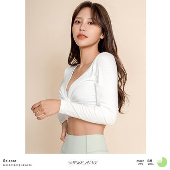 2022 Autum New Sports Fitness Yoga Long-Sleeved Tops for Women Sexy Fashion Chest Cross Yoga Wear T-Shirt