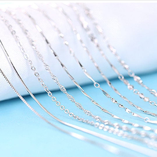 Factory wholesale S925 sterling silver necklace female o box water wave snake bone chain long matching chain bare chain clavicle chain