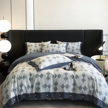 Autumn and Winter Thickeneded 100 Cotton Brushed Four-Piece Set Super Soft Ceramic Brushed Naked Sleeping Quilt Cover Pure Cotton Long-Staple Cotton Bed Sheetss