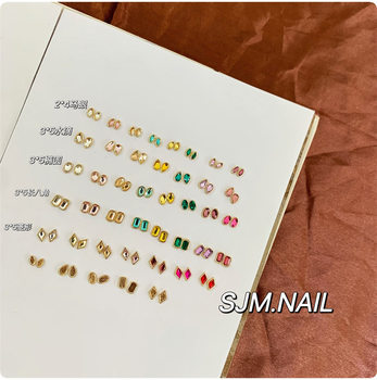 Xiaohongshu Manicure Versatile Colorfulful Flash Special-Shaped Flats Bottom Diamond Alloy Manicure Octagonal Wearable Nail Accessories Material