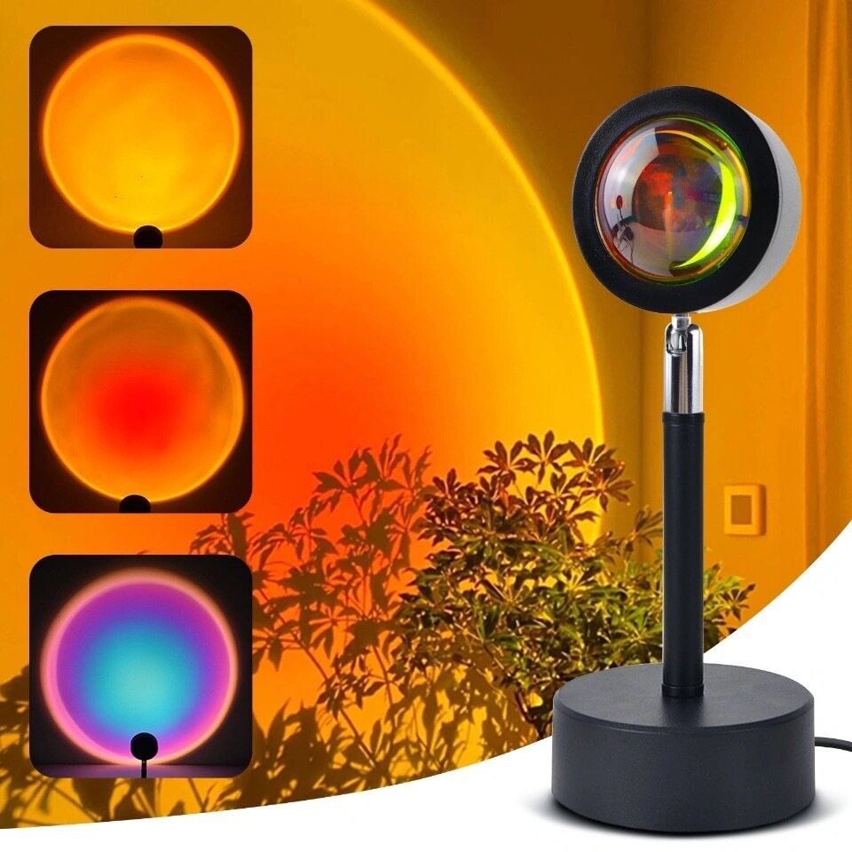 Hot Internet Red Sunset Lamp USB Rechargeable Table Lamp Sunset Rainbow Projection Sunset Lamp Internet Red Background Atmosphere Lamp