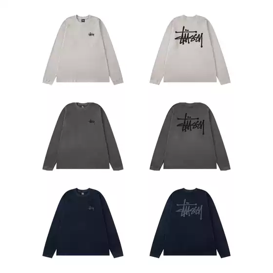 Stu American 2025 Autumn Logo Design Washed Raglan Sleeves 360g Waffle Long-Sleeved Retro T-Shirt