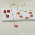 Pink double-sided mother-of-pearl four-piece set