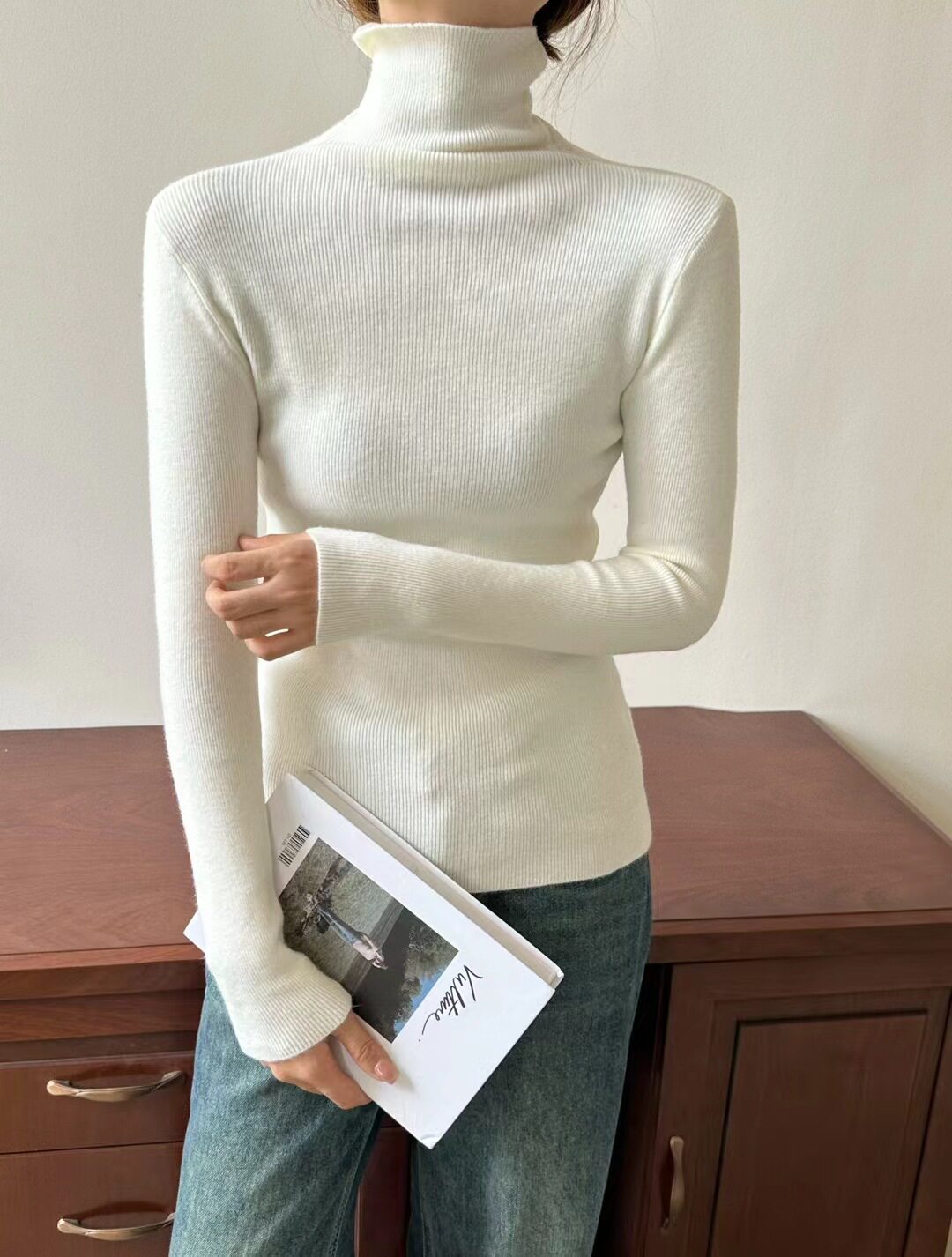 High-Neck Knitted Base Shirt 2025 Autumn and Winter New Solid Color Slim Fit Stacked Collar Sweater Inner Wear Pullover for Women Trendy
