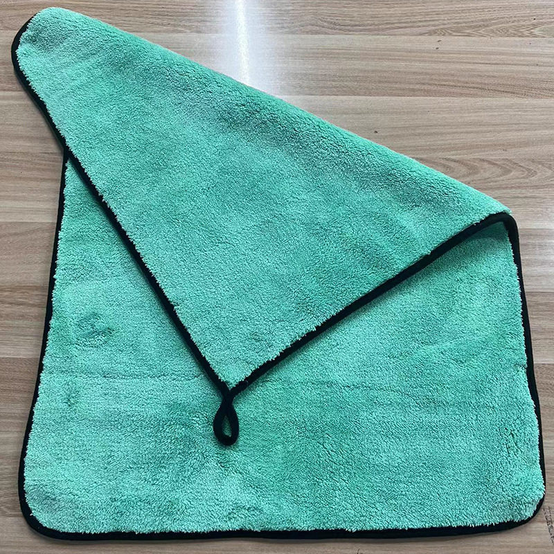 1200g green hair strange water towel wholesale fine fiber absorbent car cloth thick double coral fleece car wash towel