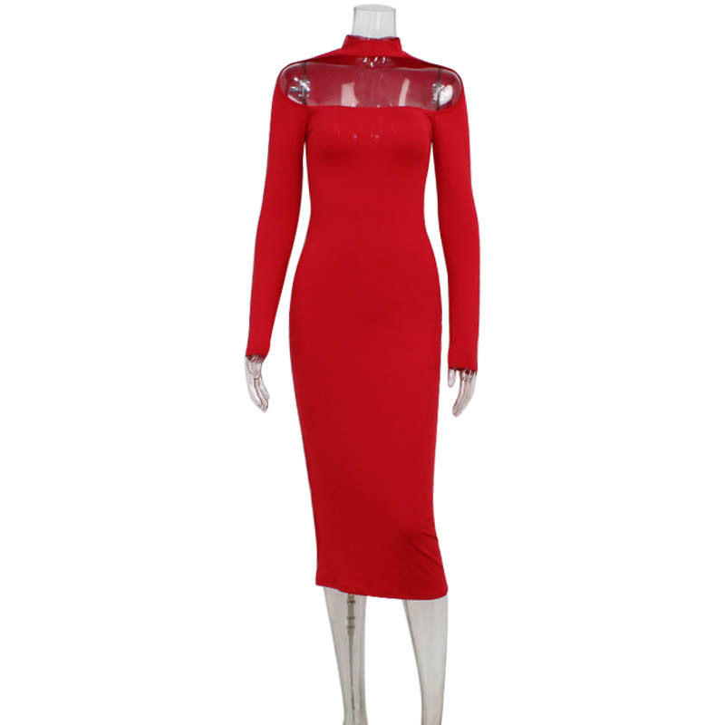 Hollow Out Halter Neck Bodycon Dress Elegant Sexy Slim Fit Chic Style Perfect for Parties and Evening Events